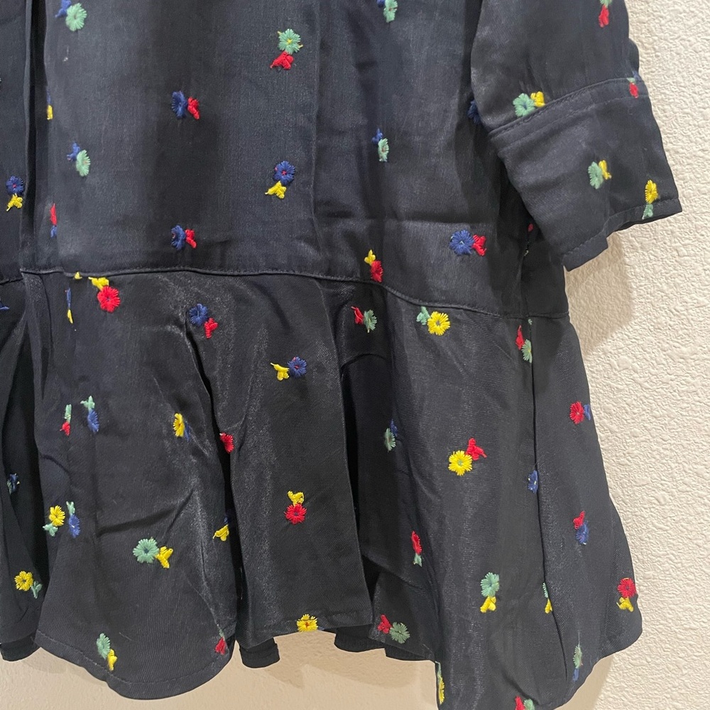 NWT Tuckernuck Navy Mini Dress with Floral Embroidery Button Up - Picture 6 of 10